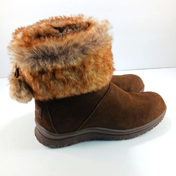 NWOT Minnetonka Somerville Women's Brown Suede Leather Boot Plush Faux Fur 8.... - Picture 12 of 13